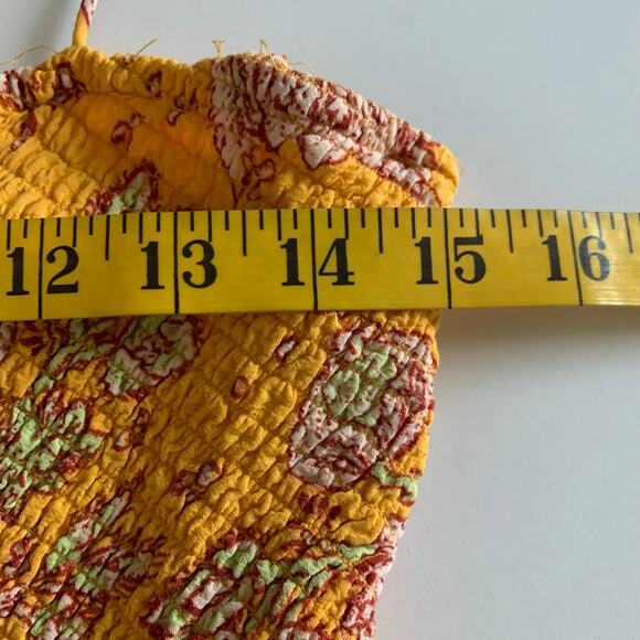 FREE PEOPLE Jumpsuit MD Little of Your Love Marigold Boho Wide Leg Smocked Chest - Picture 15 of 16